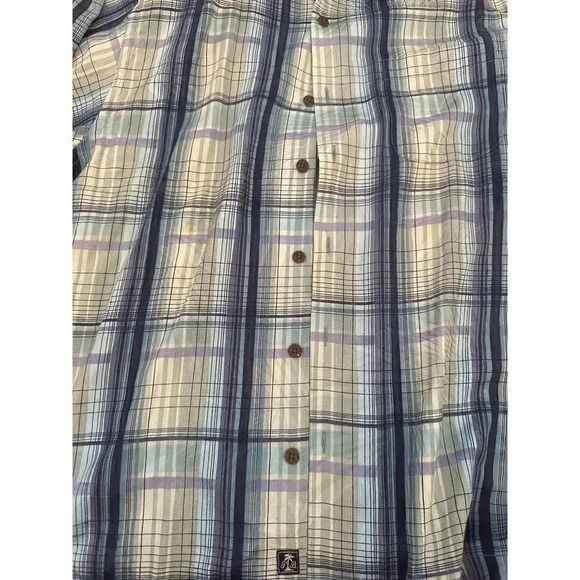 Tommy Bahama Men's silk Blue Short Sleeve Button Down Checked Shirt Size Large - Picture 4 of 5